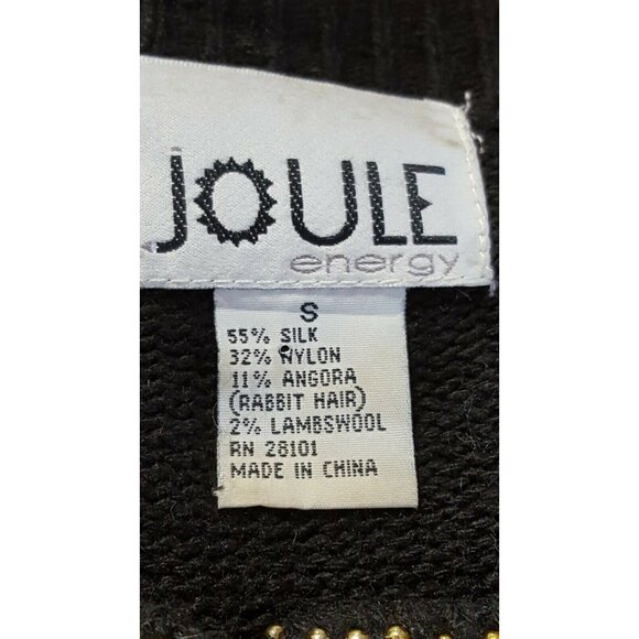 Joule Women's Vintage 80s Beaded Sequin Sweater Small Silk Angora Black Button - Picture 8 of 8